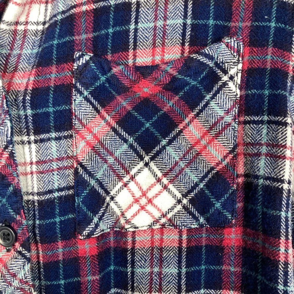 Beach Lunch Lounge Plaid Flannel Shirt Size M - Picture 4 of 8